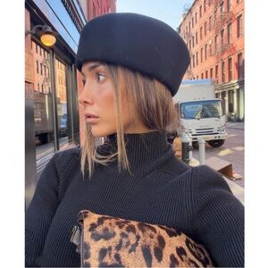 NWT The Frankie Shop Black Pillbox Hat
